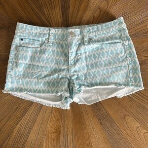 Gap Aqua White Geometric Denim Cutoff Shorts